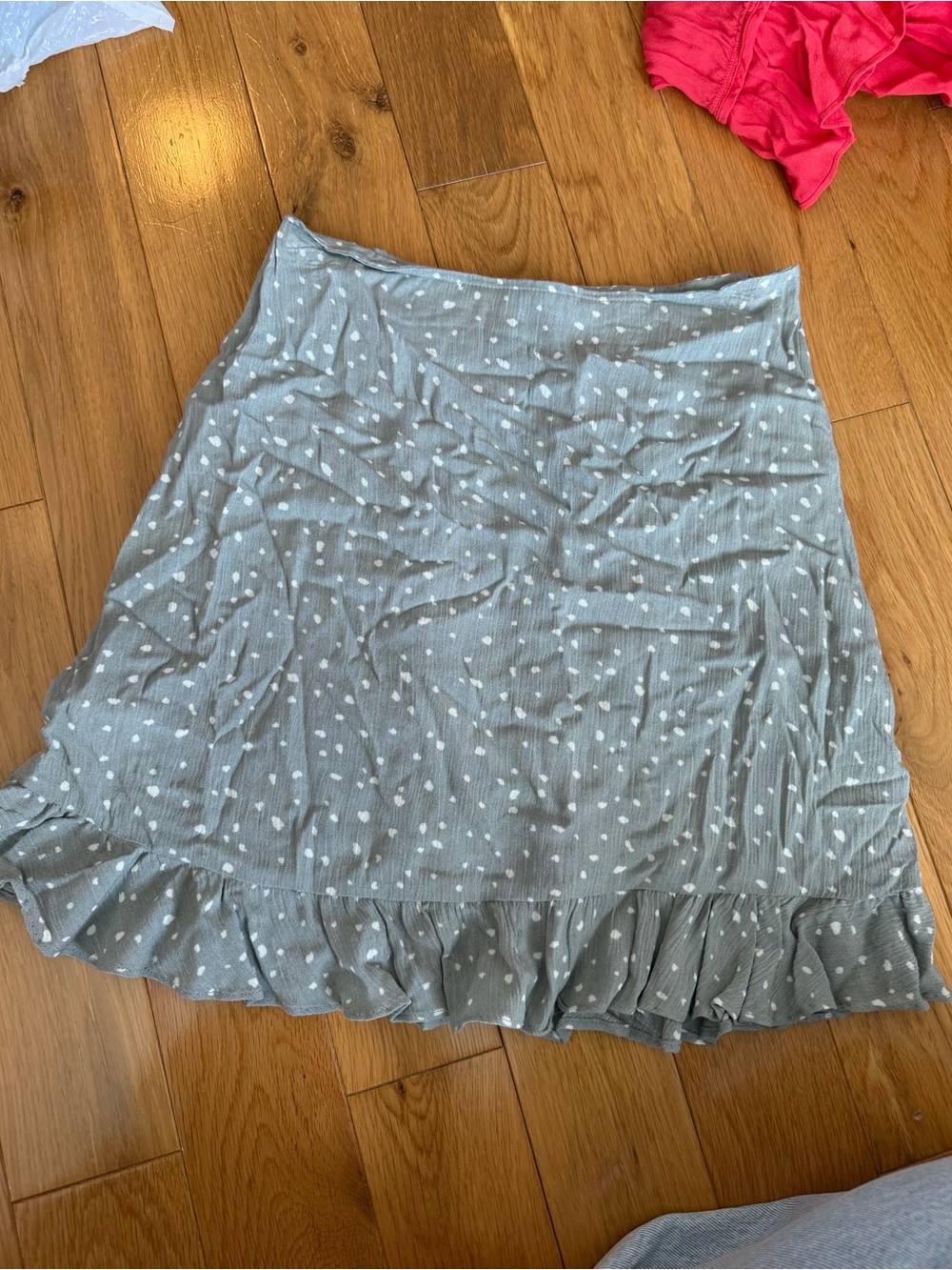 Abercrombie & Fitch Green Polka Dot Ruffle Hem Skirt